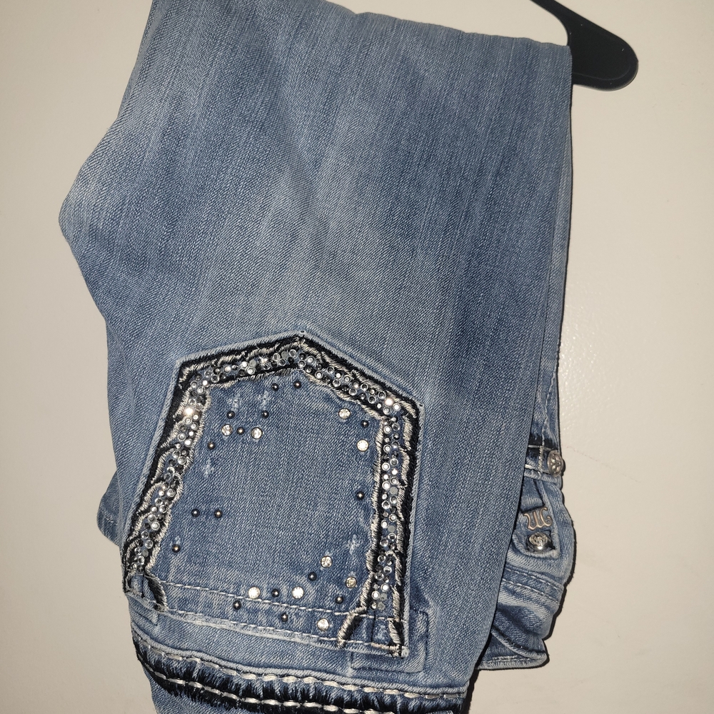 Miss Me Light Blue Embellished Cropped Jeans